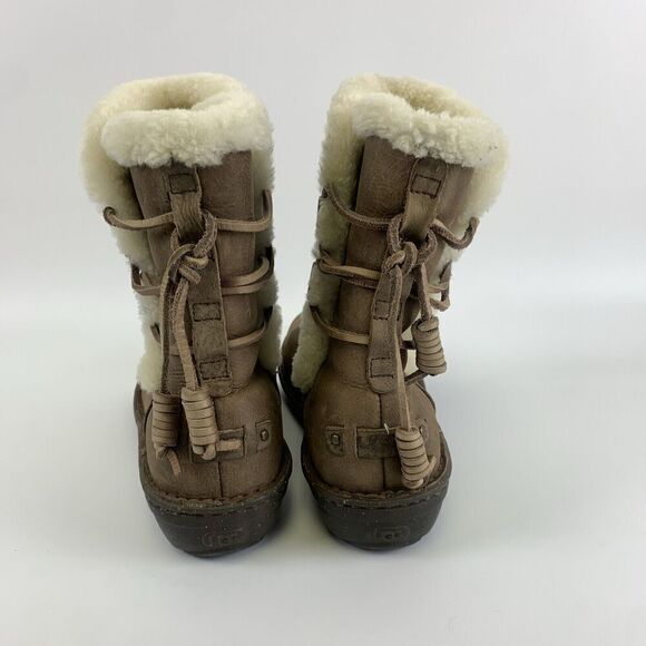 UGG Akadia Boot Brown Leather Sheepskin Shearling Lined Pull On 1007760 Womens 7 - Picture 5 of 14